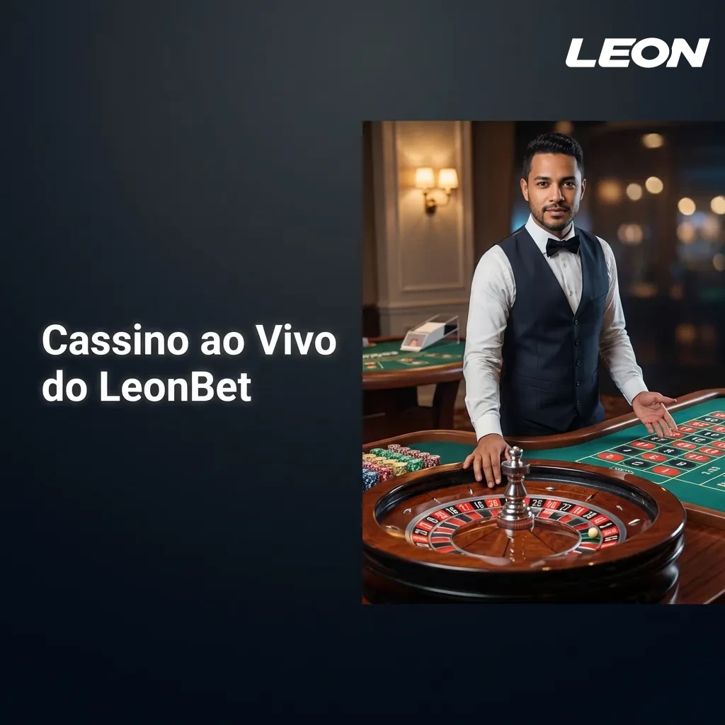 Crupiês reais em estúdio HD transmitindo blackjack, roleta e bacará ao vivo no cassino LeonBet.
