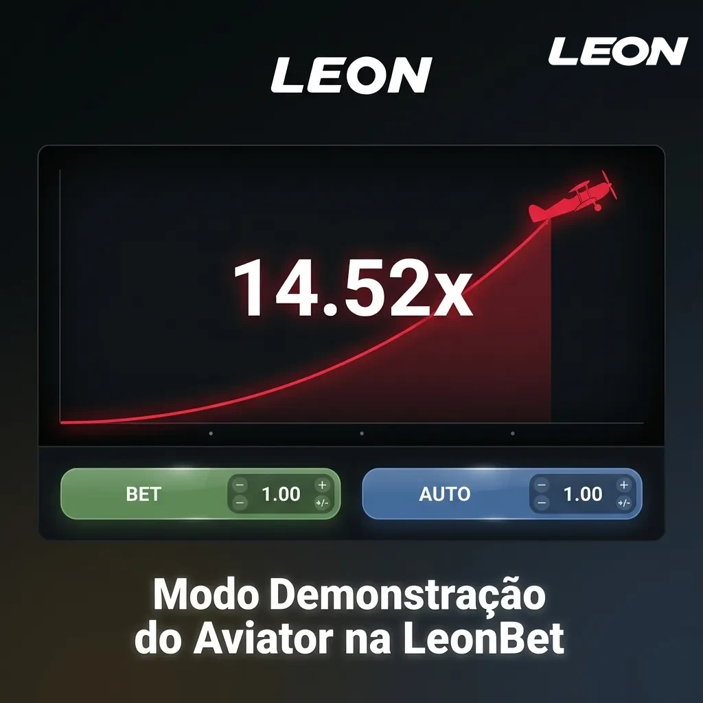 Interface do modo de demonstração do Aviator mostrando créditos virtuais e jogabilidade com multiplicadores para prática sem riscos na plataforma LeonBet.