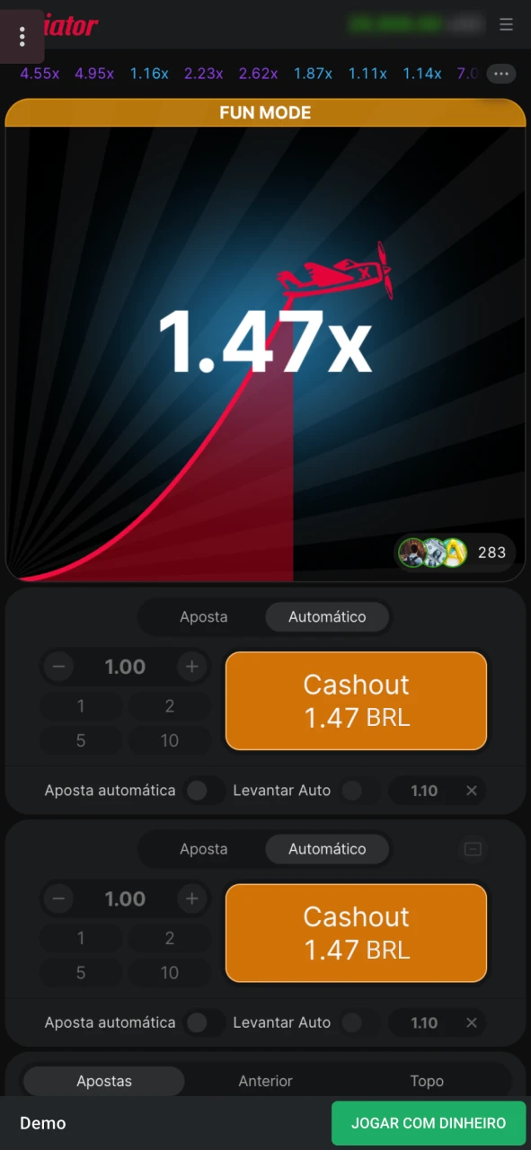 Escolha quanto você quer apostar no LeonBet Aviator.