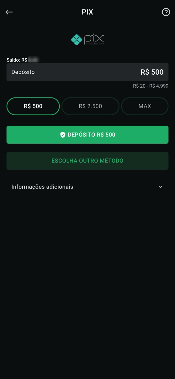 Escolha um método de pagamento disponível na LeonBet para depositar.