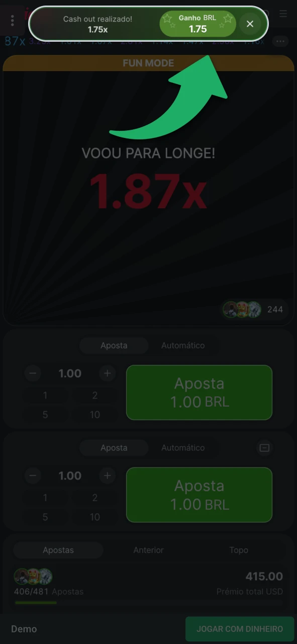 Pressione o botão de saque para garantir seus ganhos no LeonBet Aviator.