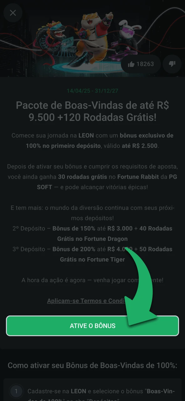 Ative o bônus e divirta-se jogando no LeonBet.