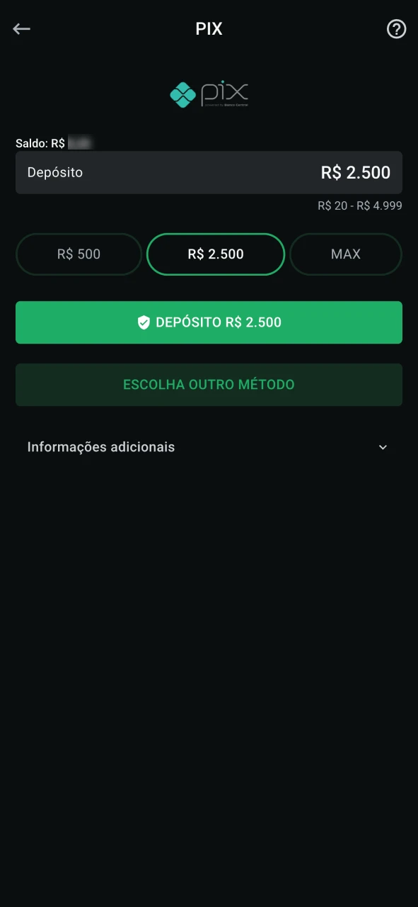 Faça seu primeiro depósito na plataforma LeonBet.