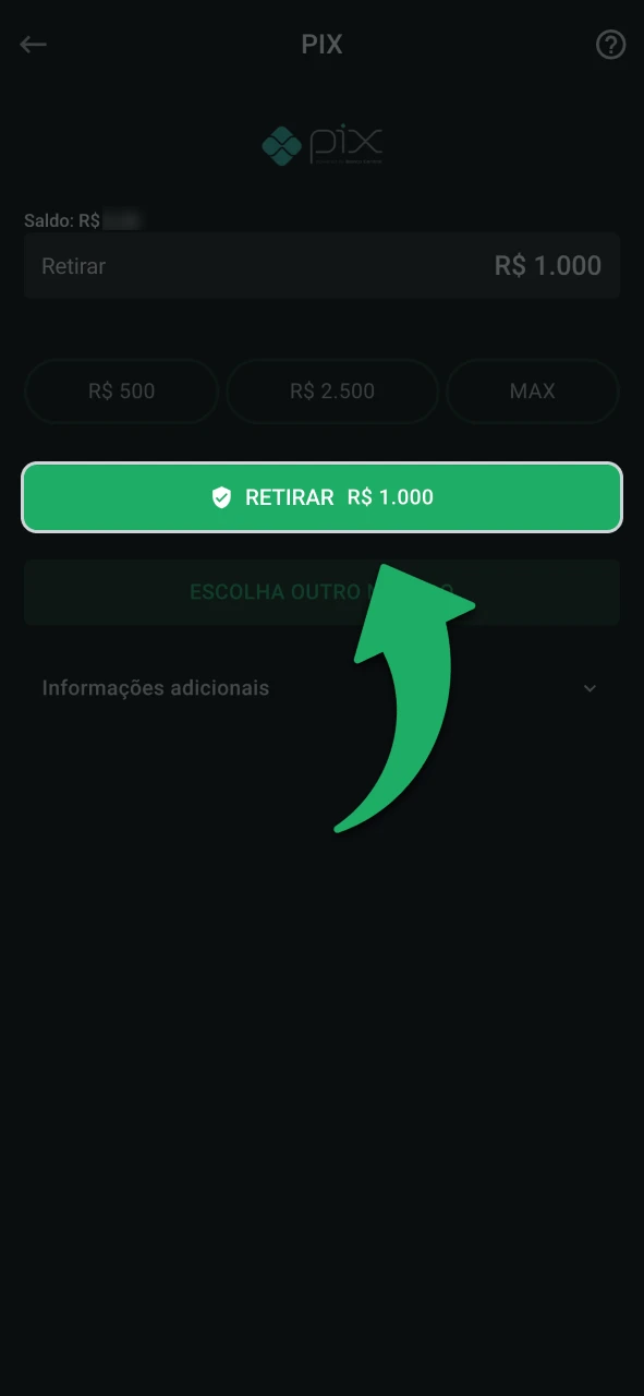Confirme o pedido de saque na LeonBet.