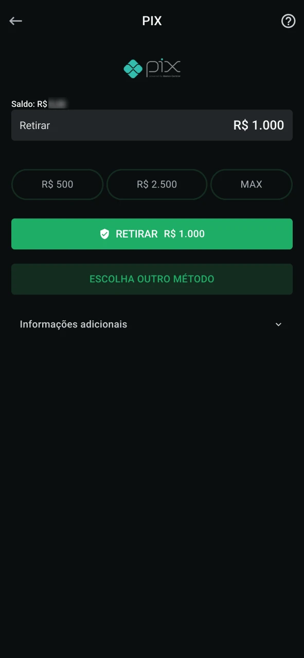 Selecione o método de saque na plataforma LeonBet.