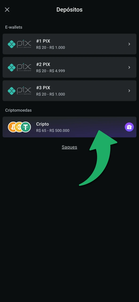 Para fazer um depósito na LeonBet acesse a seção Caixa.